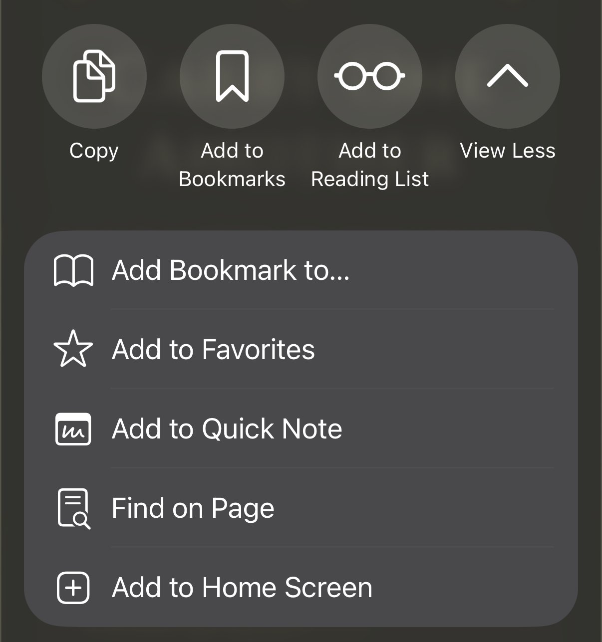 Add to Home Screen option